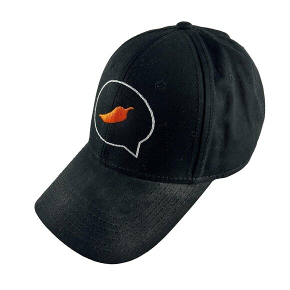 Spiceworks Baseball Cap Hat Black Orange Pepper Text Bubble Adjustable - Picture 1 of 9